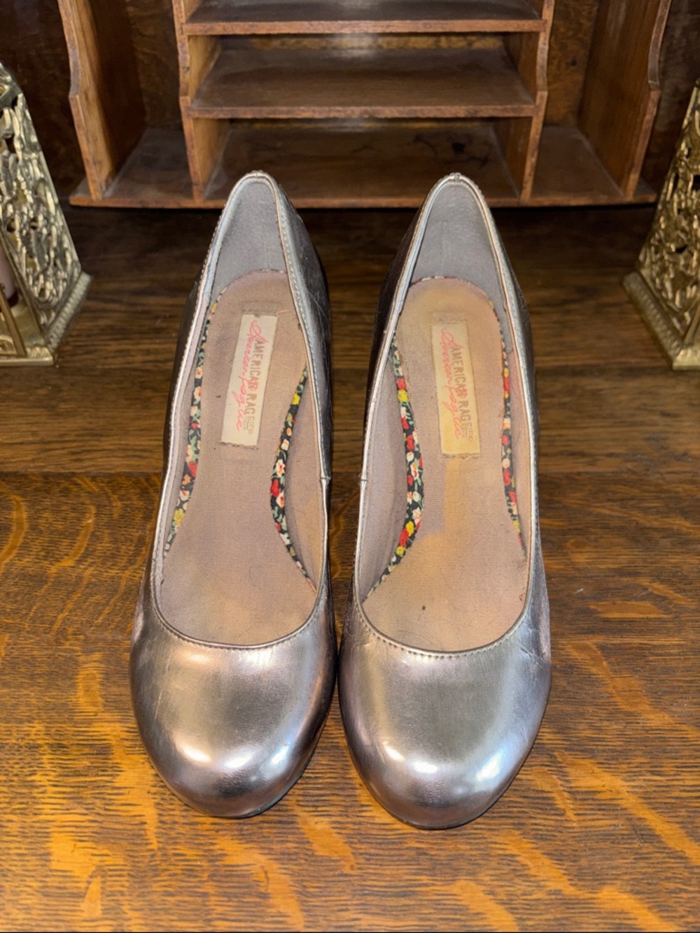 American Rag Metallic Silver Round-Toe Heels